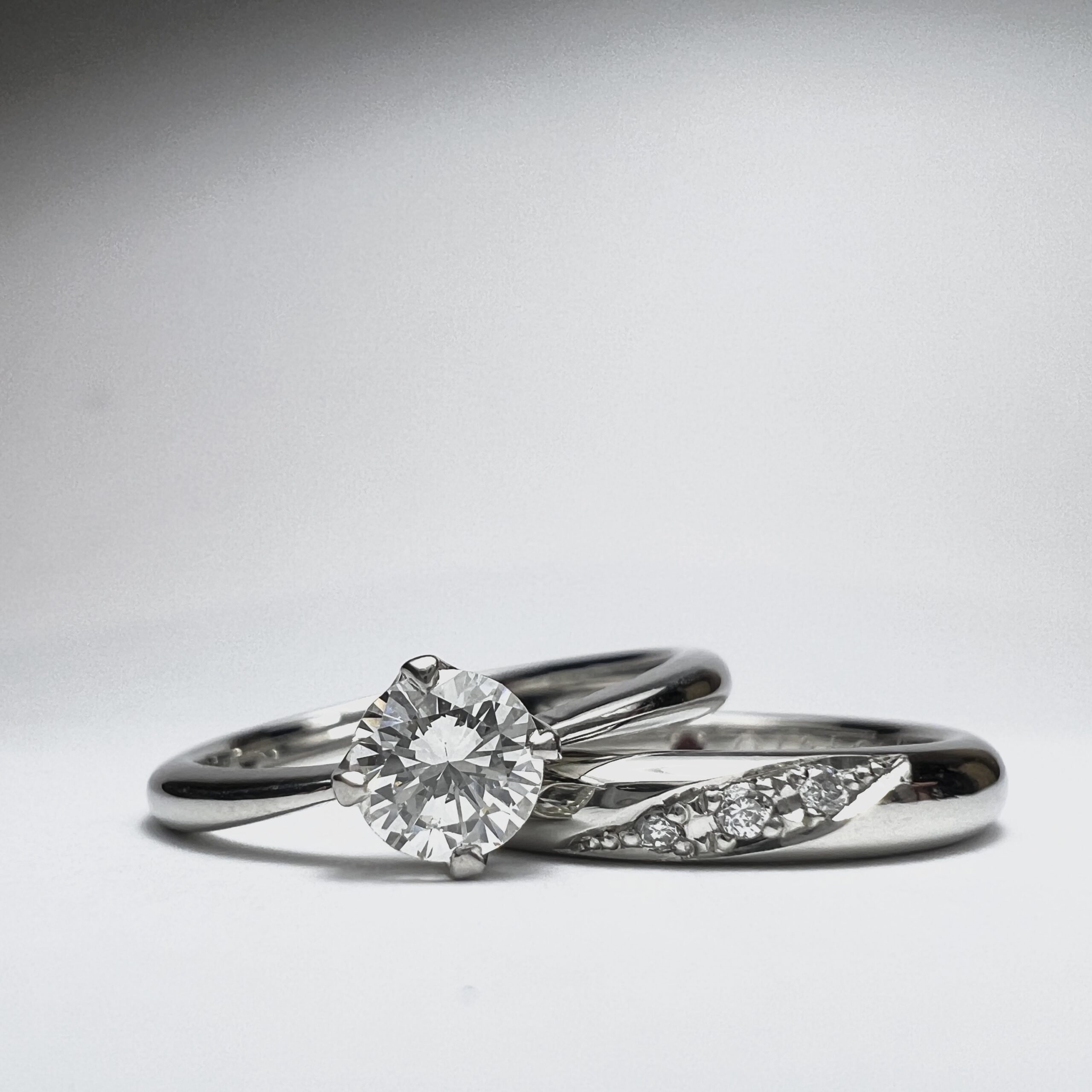 婚約指輪／結婚指輪（彫金工法）ダイヤモンド鏡面
