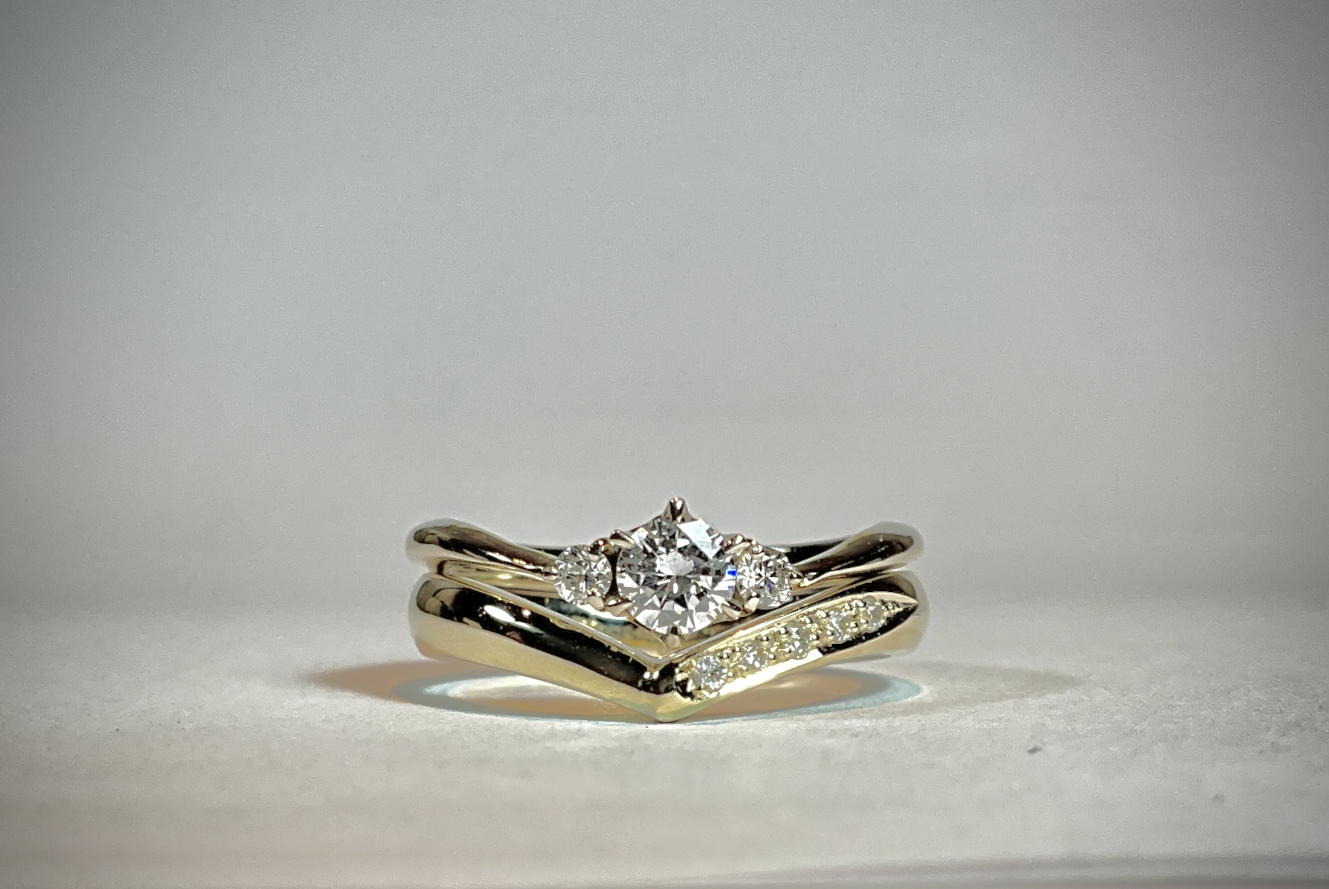 婚約指輪、結婚指輪重ね付け