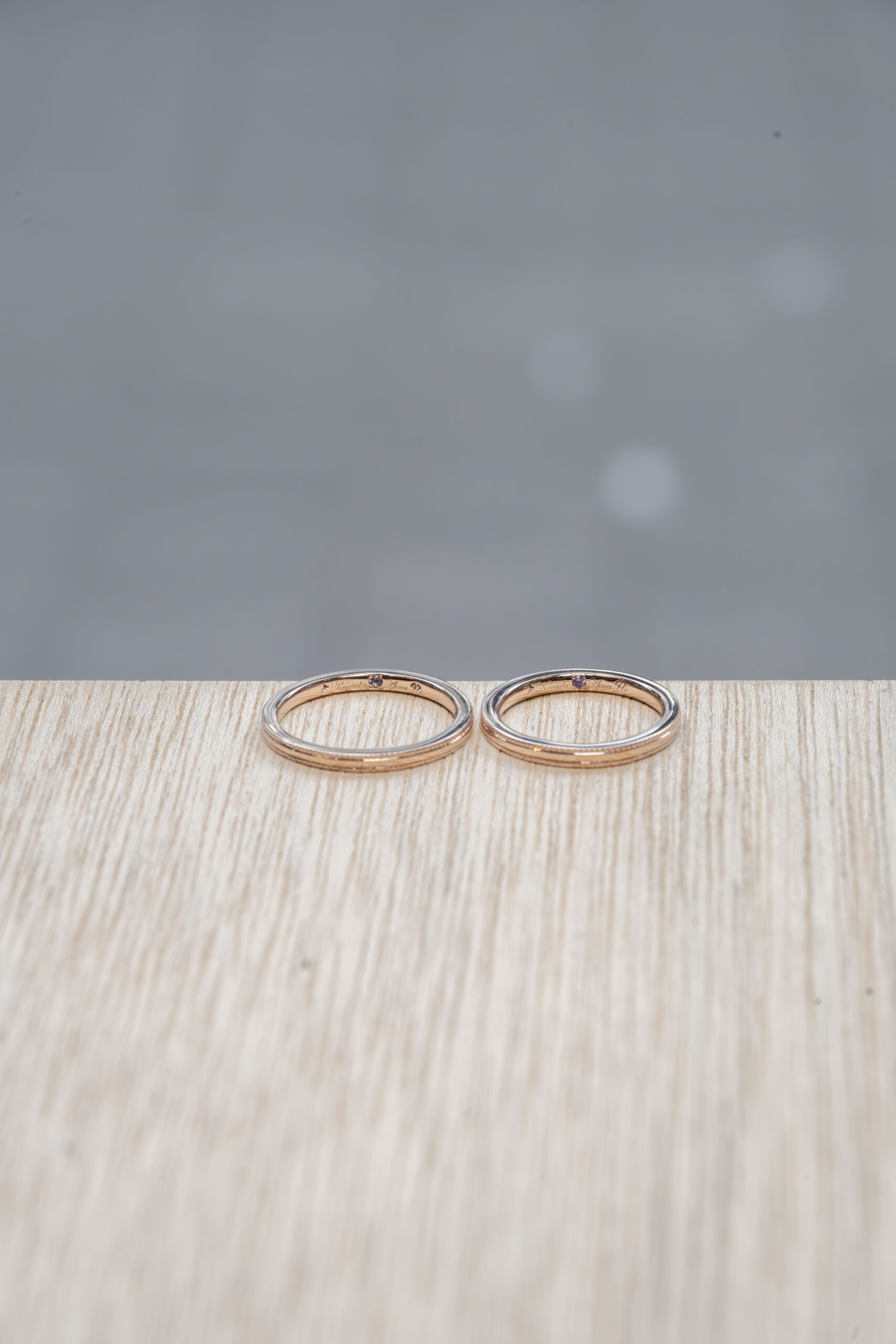 ペアリングタンザナイトななこ留めミル打ちレーザー刻印鏡面