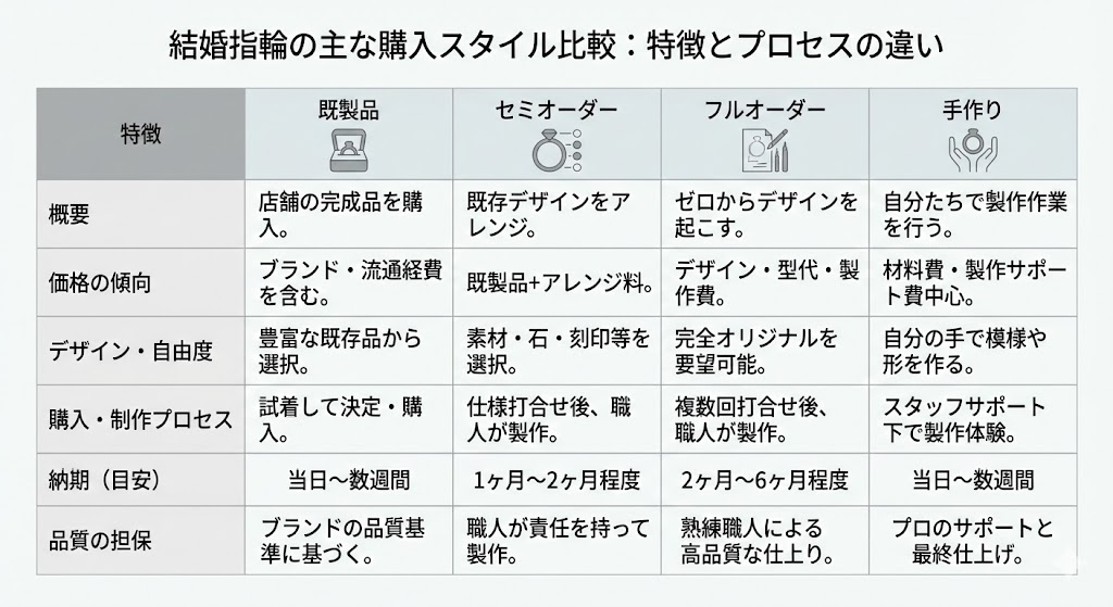 結婚指輪の主な4スタイルを徹底比較